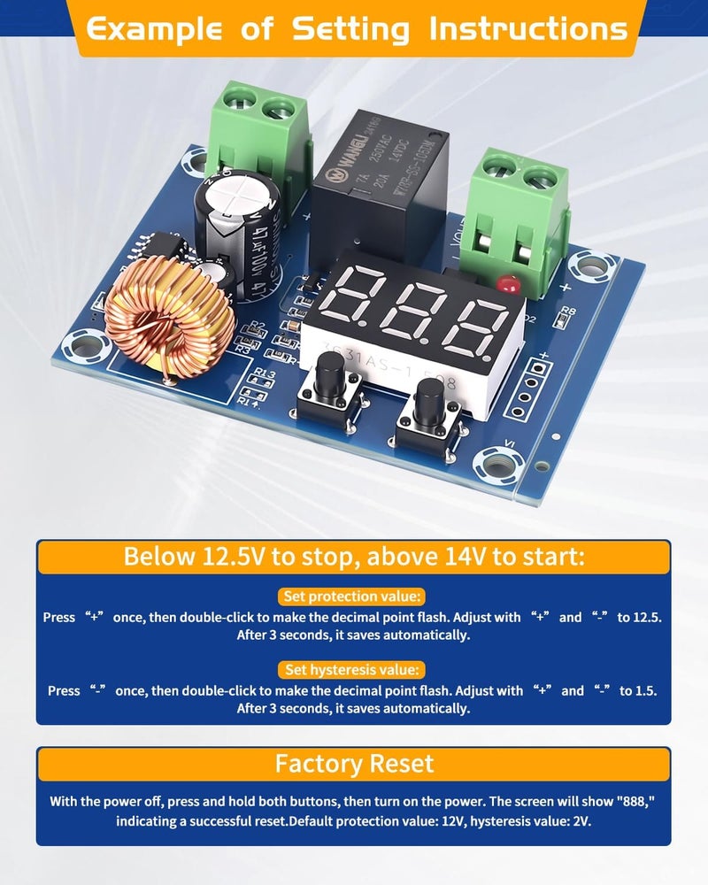 LYLANMO 3PCS DC Voltage Protection Digital Low Voltage Protector Disconnecting Switch Cut-Off Over-Discharge Protection Module for 12-36V Lead Acid Lithium Battery - Image 5